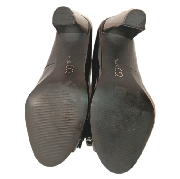 Nine & Co. Women's Black Patent Leather Open Peep Toe Heel Size 8M - Picture 8 of 11